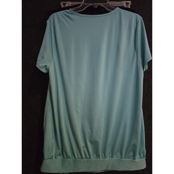 Lands’ End Top Womens Size M (10-12) Green Front Side Tie Short Sleeve Stretch - Picture 3 of 5